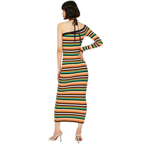 Monse Multicolor Striped One-Shoulder Dress - Picture 4 of 14